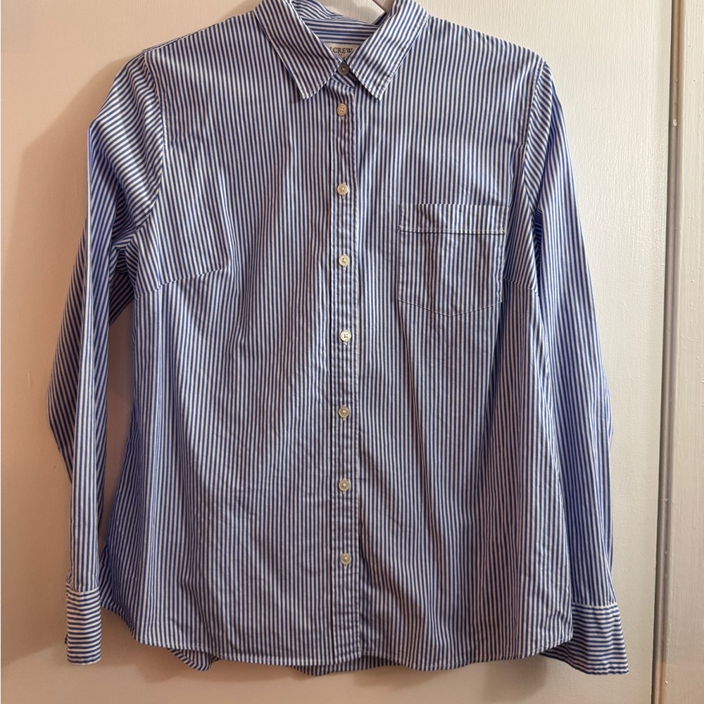 J. Crew Blue and White Striped Top